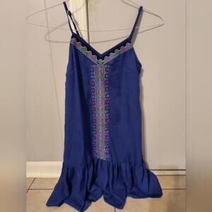 Vibrant Blue Dress with Embroidered Accents